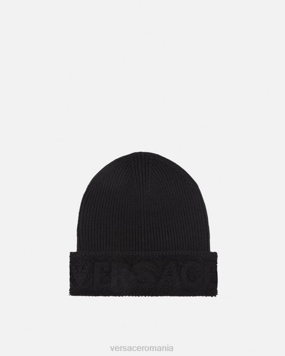 negru beanie din tricot cu logo Versace femei accesorii 40L6906