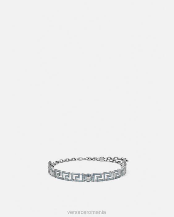 albastru deschis si metalic colier choker medusa greca de cristal Versace femei accesorii 40L6720