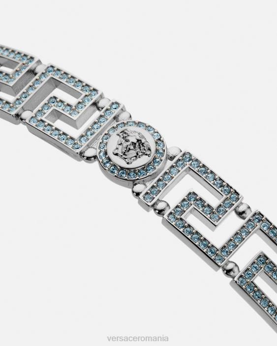 albastru deschis si metalic colier choker medusa greca de cristal Versace femei accesorii 40L6720