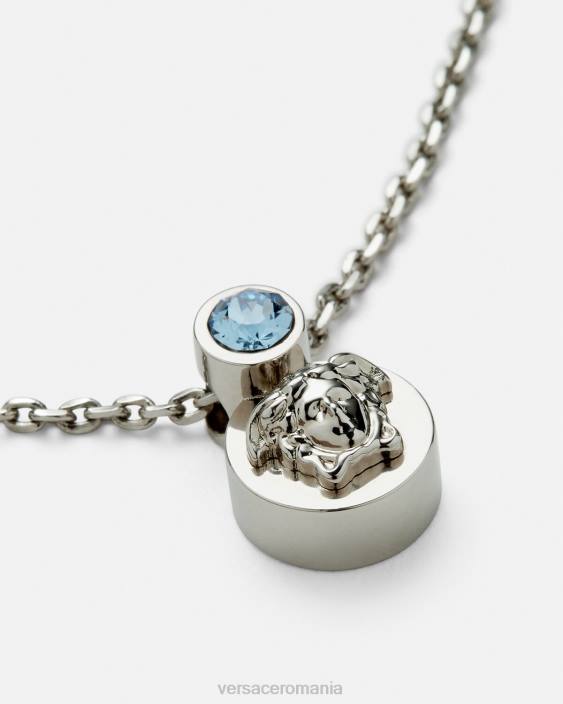 albastru deschis si metalic colier medusa de cristal Versace femei accesorii 40L6726