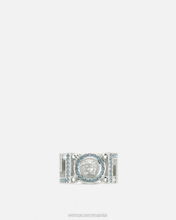 albastru deschis si metalic inel medusa greca de cristal Versace femei accesorii 40L6723