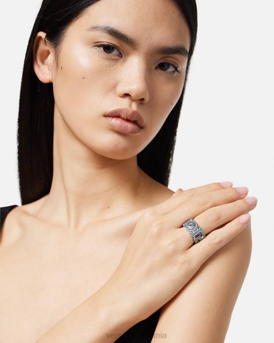 albastru deschis si metalic inel medusa greca de cristal Versace femei accesorii 40L6723