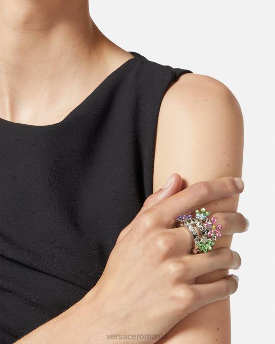 argint inel de floare de cristal Versace femei accesorii 40L6850