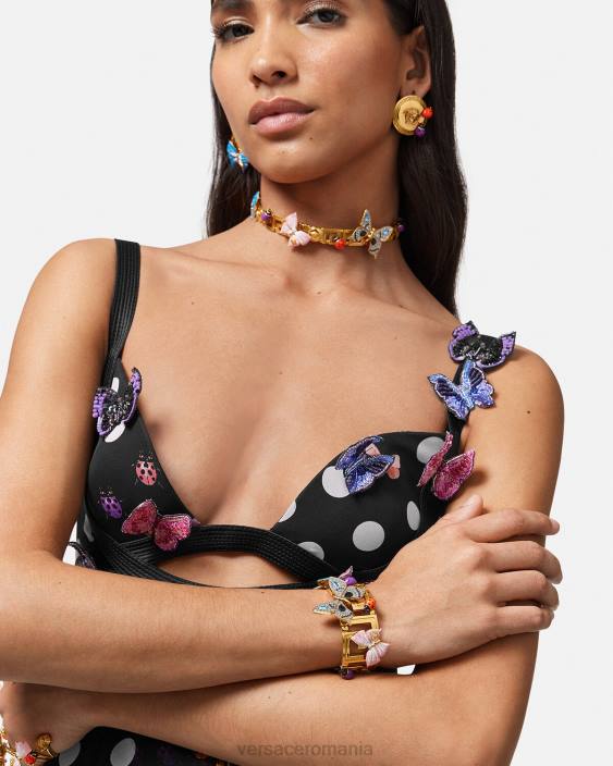 aur brățară manșetă cu fluturi de cristal Versace femei accesorii 40L6718