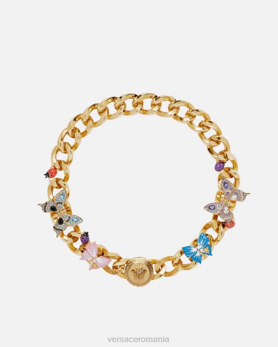 aur colier cu lanț cu fluturi de cristal Versace femei accesorii 40L6713