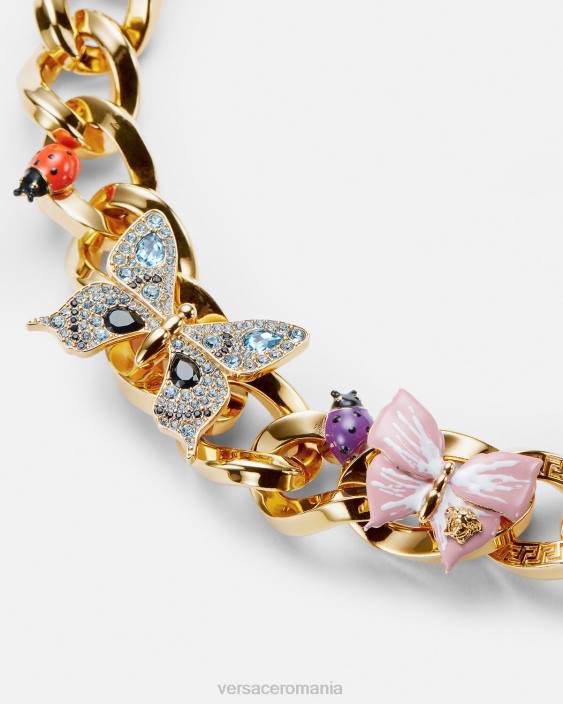 aur colier cu lanț cu fluturi de cristal Versace femei accesorii 40L6713