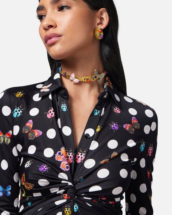 aur crystal butterflies greca choker Versace femei accesorii 40L6716