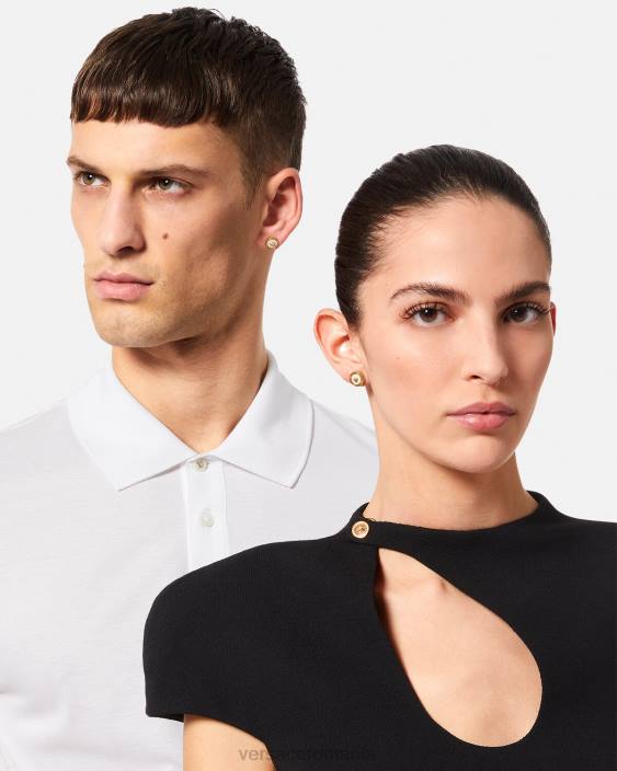 auriu și alb cercei stud medusa email Versace femei accesorii 40L6790