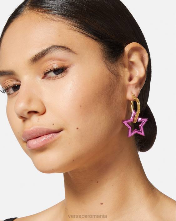 auriu și fucsia cercei cu cerc cu lanț funky Versace femei accesorii 40L6830