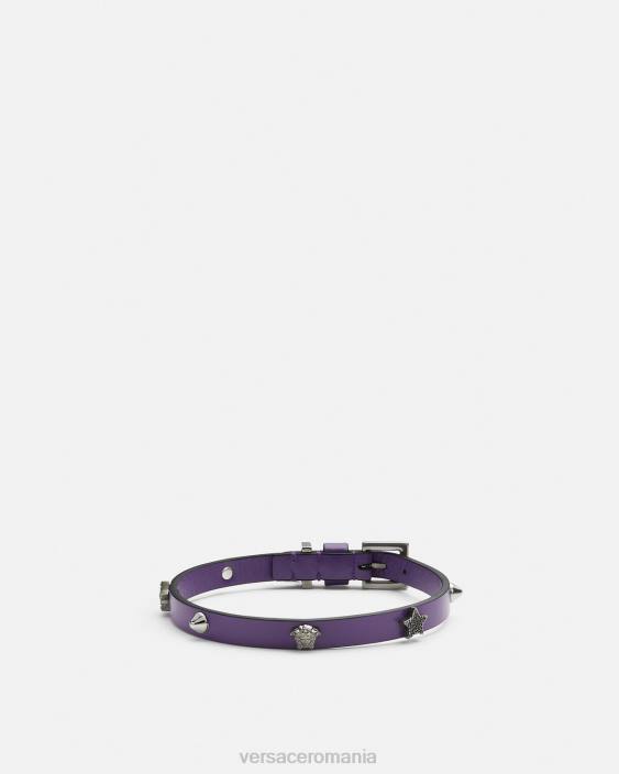 liliac choker din piele cu împânzire Versace femei accesorii 40L6841