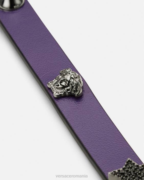 liliac choker din piele cu împânzire Versace femei accesorii 40L6841
