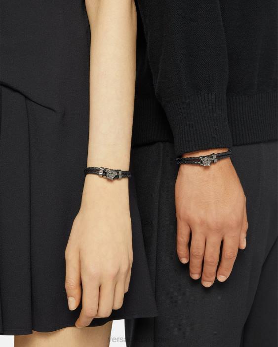negru bratara medusa din piele impletita Versace femei accesorii 40L6769