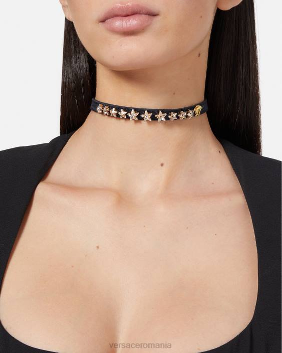 negru choker cu stea din cristal satinat Versace femei accesorii 40L6826