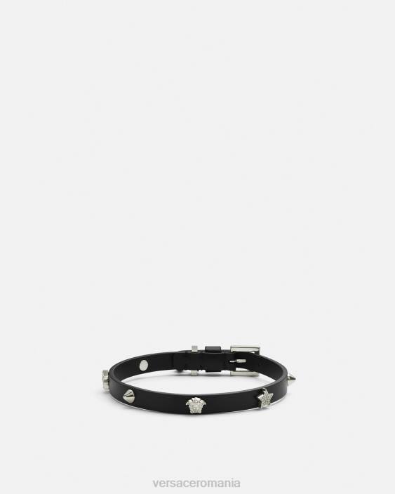 negru choker din piele cu împânzire Versace femei accesorii 40L6840