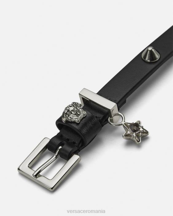 negru choker din piele cu împânzire Versace femei accesorii 40L6840