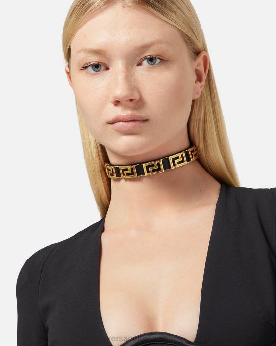 negru choker din piele greca Versace femei accesorii 40L6746