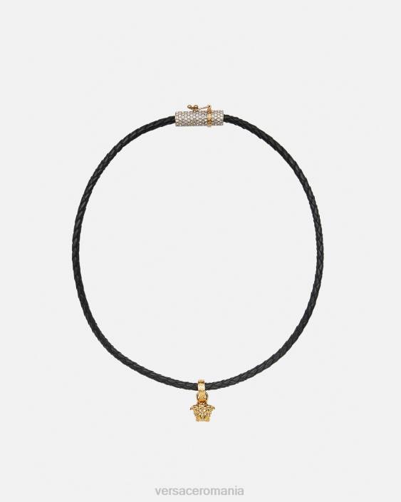 negru colier din piele medusa de cristal Versace femei accesorii 40L6812