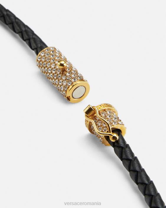 negru colier din piele medusa de cristal Versace femei accesorii 40L6812