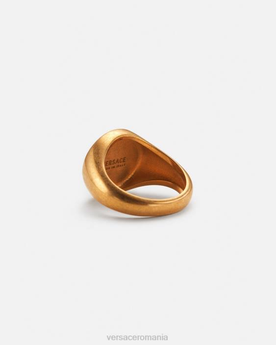 negru si auriu inel cu sigiliu cu email medusa Versace femei accesorii 40L6791