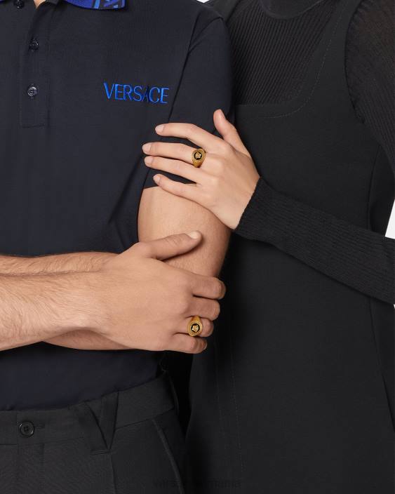 negru si auriu inel cu sigiliu cu email medusa Versace femei accesorii 40L6791