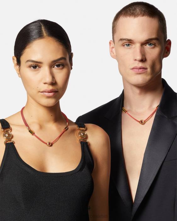 roșu și auriu colier cu snur cu medusa de cristal Versace femei accesorii 40L6843