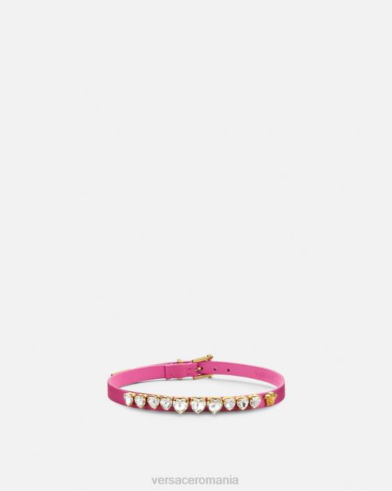 roz choker cu inimă de cristal satinat Versace femei accesorii 40L6827