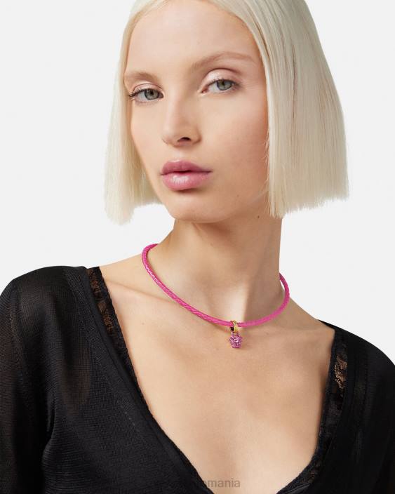 roz colier din piele medusa de cristal Versace femei accesorii 40L6852