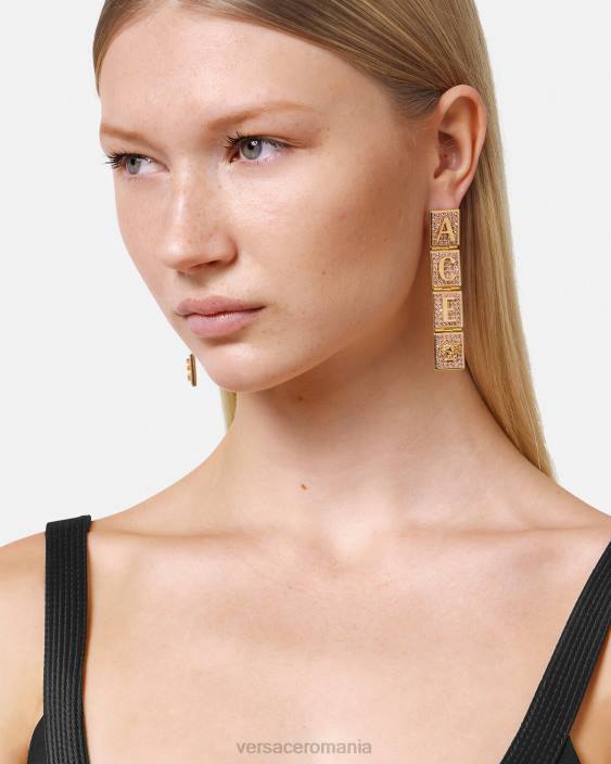 roz si auriu cercei cu gresie de cristal Versace femei accesorii 40L6735