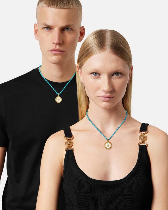 turcoaz colier cu margele placa medusa Versace femei accesorii 40L6817