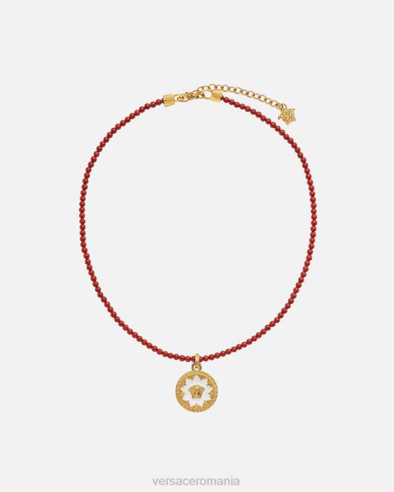 visiniu si auriu colier cu margele placa medusa Versace femei accesorii 40L6816