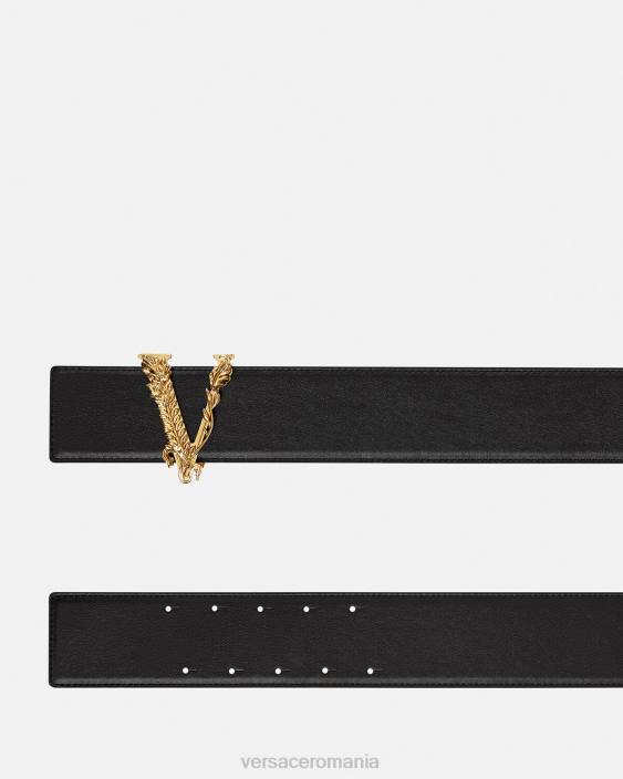negru centura lata din piele virtus Versace femei accesorii 40L6541