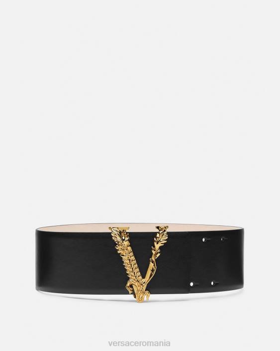negru centura lata din piele virtus Versace femei accesorii 40L6542