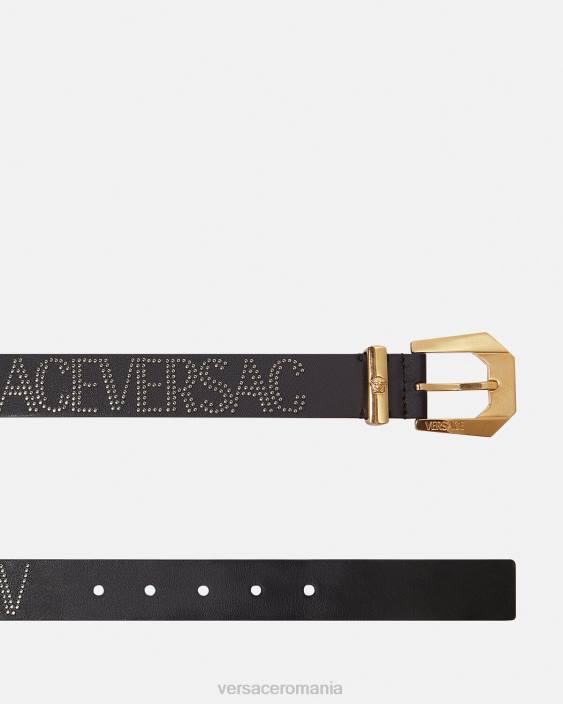 negru curea din piele cu împânzire Versace femei accesorii 40L6549