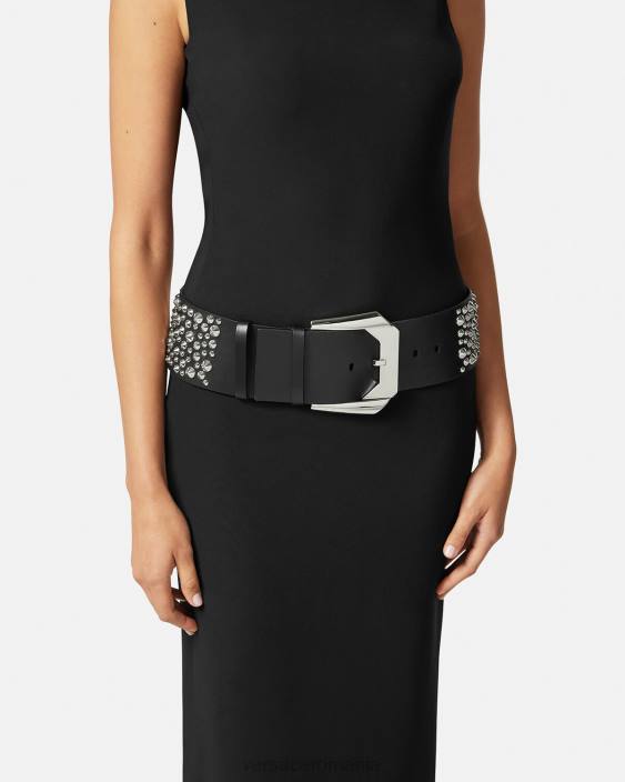 negru curea lată de patrimoniu medusa cu țepi Versace femei accesorii 40L6548