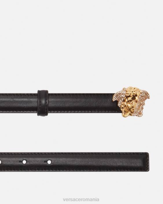 negru curea subțire din piele cristal la medusa Versace femei accesorii 40L6524