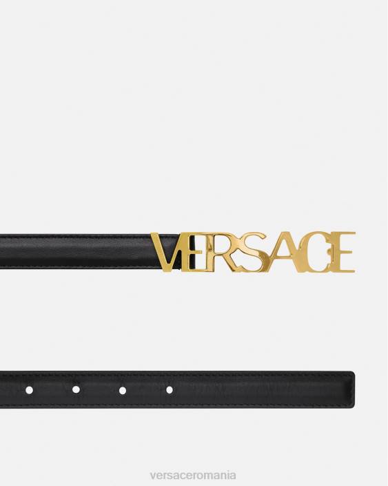 negru curea subțire din piele cu logo Versace femei accesorii 40L6538