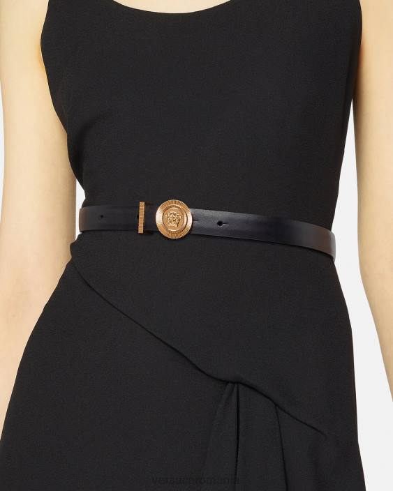 negru curea subțire din piele medusa biggie Versace femei accesorii 40L6533