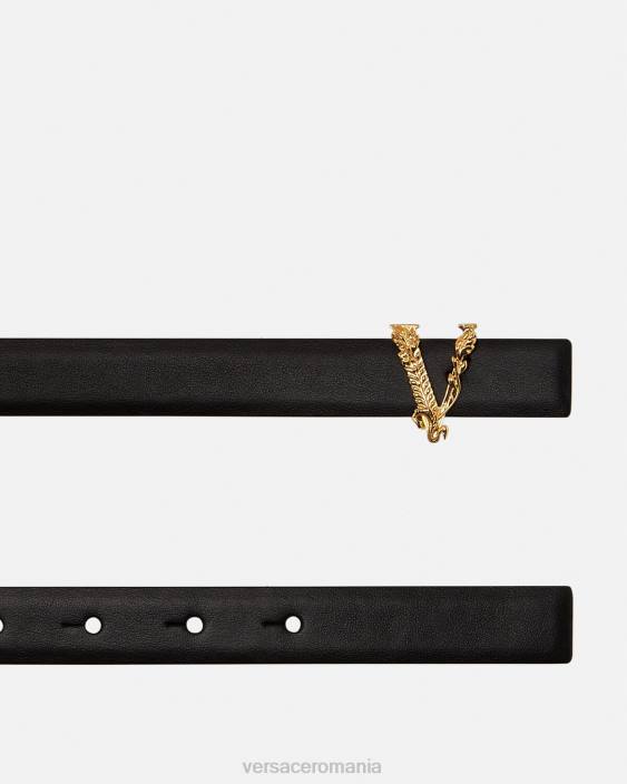 negru curea subțire din piele virtus Versace femei accesorii 40L6540