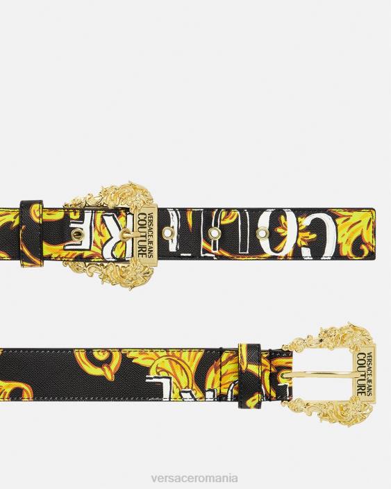 negru si auriu curea cu logo couture Versace femei accesorii 40L62350