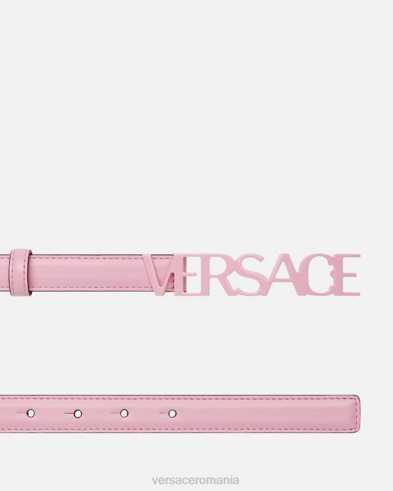 roz curea subțire din piele cu logo Versace femei accesorii 40L6550