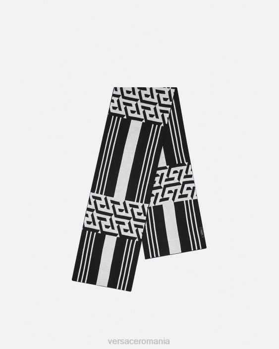 alb negru eșarfă tricot în dungi la greca Versace femei accesorii 40L6933