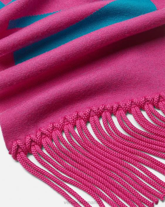 fucsia și bluette eșarfă din tricot jacquard cu logo Versace femei accesorii 40L6934