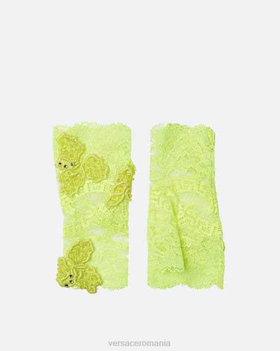 lămâie verde mănuși fără degete din dantelă brodată Versace femei accesorii 40L6914