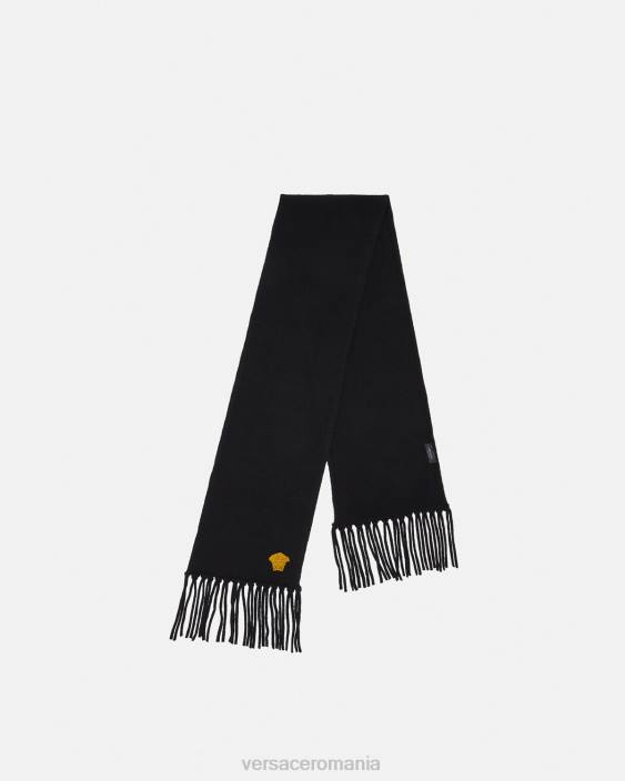 negru eșarfă din cașmir brodată medusa Versace femei accesorii 40L6928