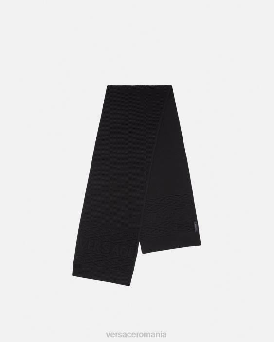 negru eșarfă tricot logo la greca Versace femei accesorii 40L6926