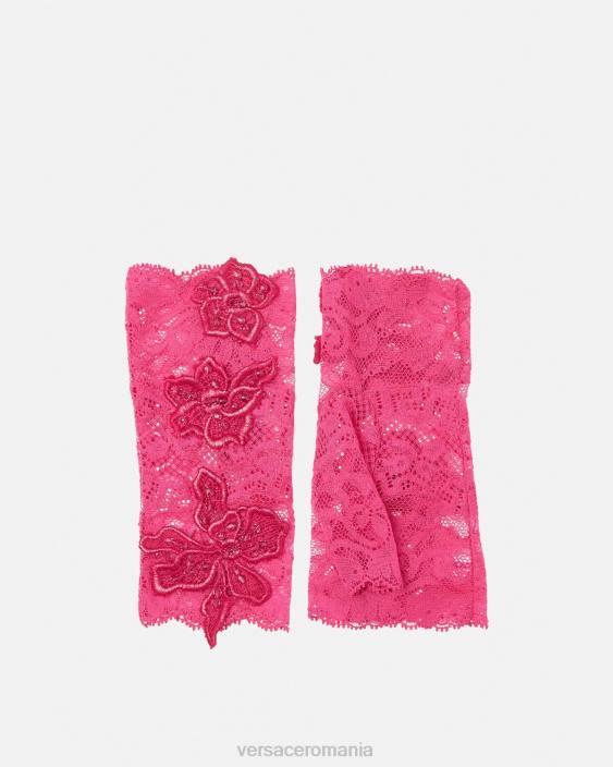 roz mănuși fără degete din dantelă brodată Versace femei accesorii 40L6913