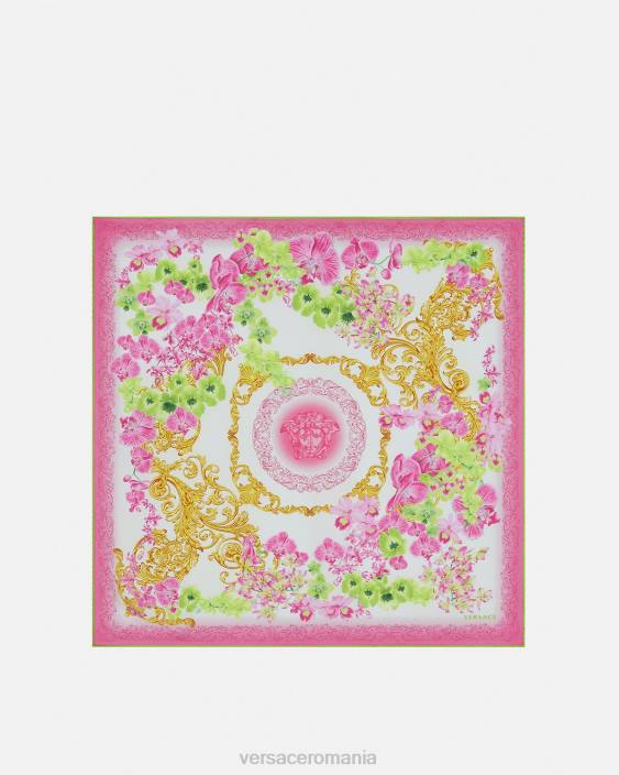 alb și imprimat Foulard mare de mătase orhidee medusa Versace femei accesorii 40L6930