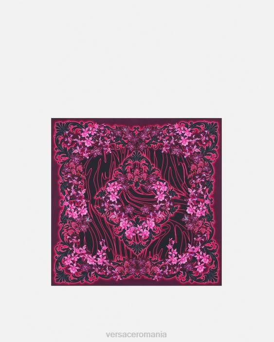 fucsia și imprimeu foulard de mătase orhidee barocco Versace femei accesorii 40L6920