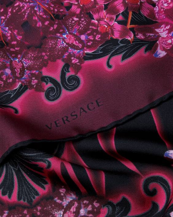 fucsia și imprimeu foulard de mătase orhidee barocco Versace femei accesorii 40L6920