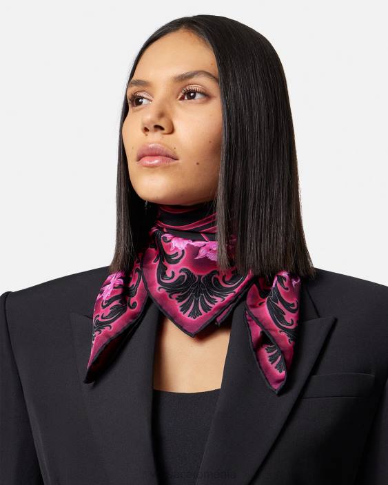 fucsia și imprimeu foulard de mătase orhidee barocco Versace femei accesorii 40L6920